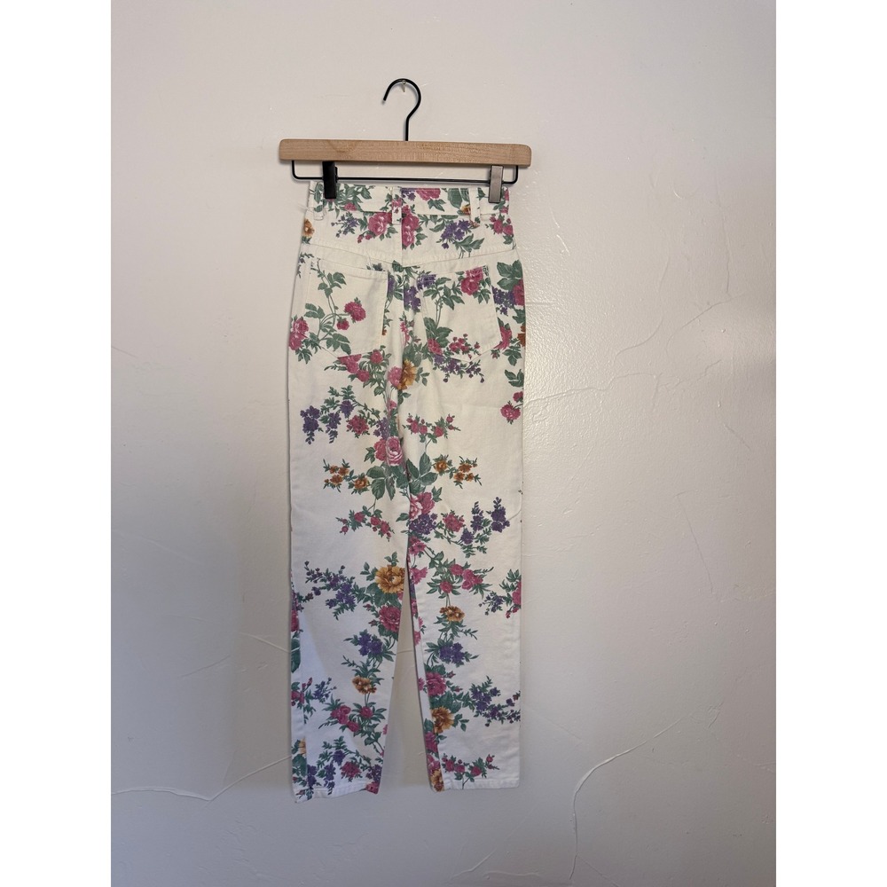 Vintage Michael Floral Denim Jeans Kids Size 10 Made in USA High Waist Tapered - Picture 2 of 4